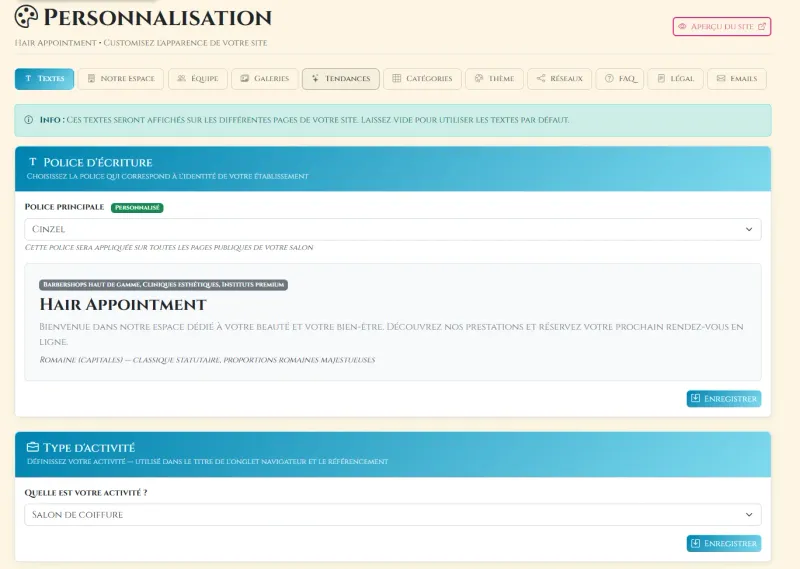 Personnalisation complète